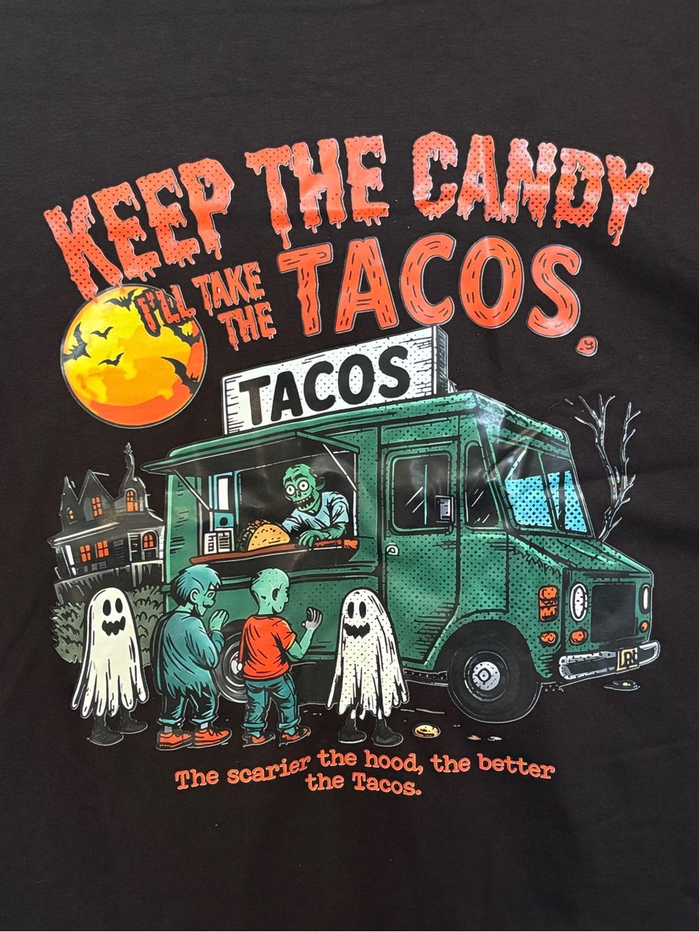 T-Shirt NWOT Spooky Taco Truck Graphic Tee Unisex 3XL 100% Spun Cotton Halloween